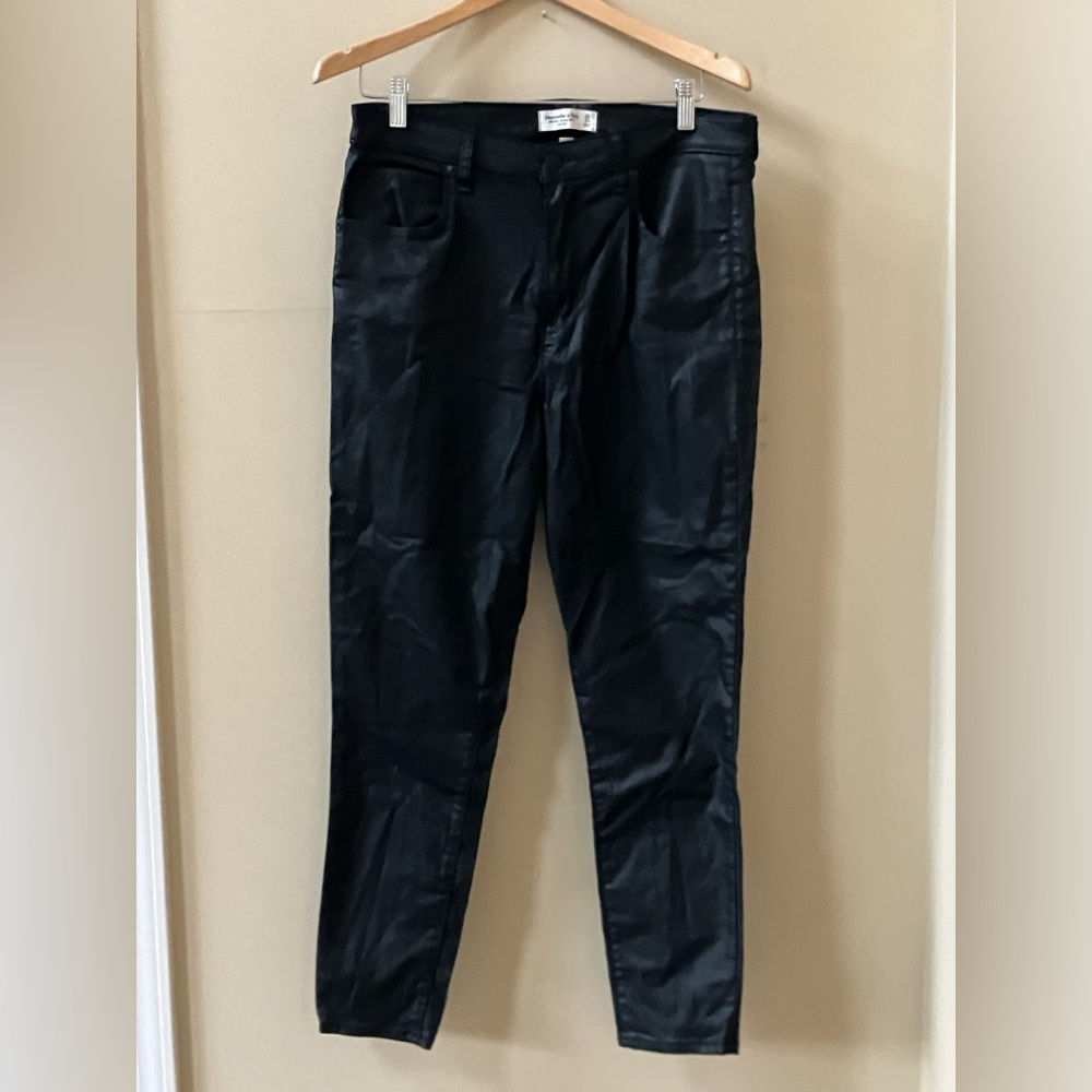 Abercrombie & Fitch Curve Love Super Skinny Ankle High Rise coated black sz 14 R